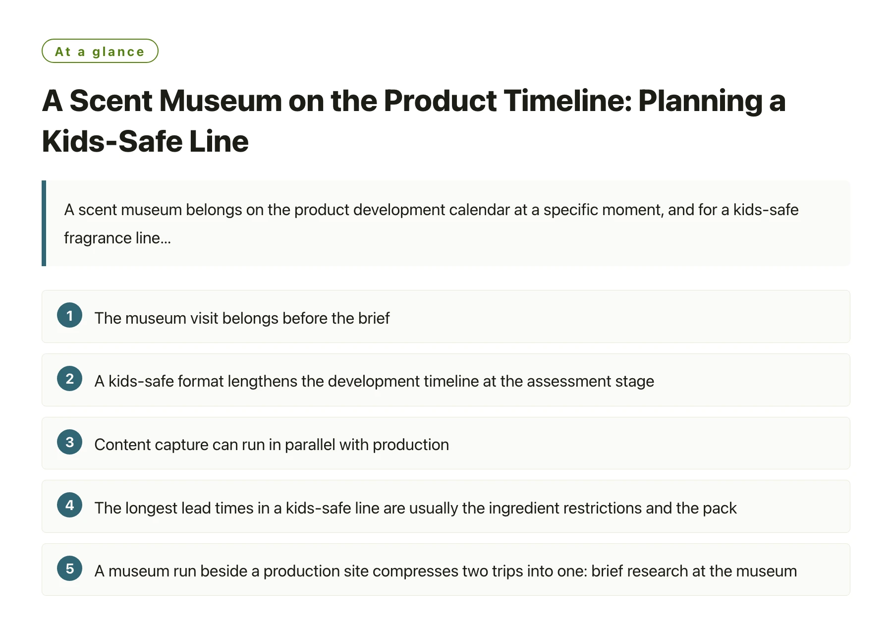 A Scent Museum on the Product Timeline: Planning a Kids-Safe Line——全文要点速览